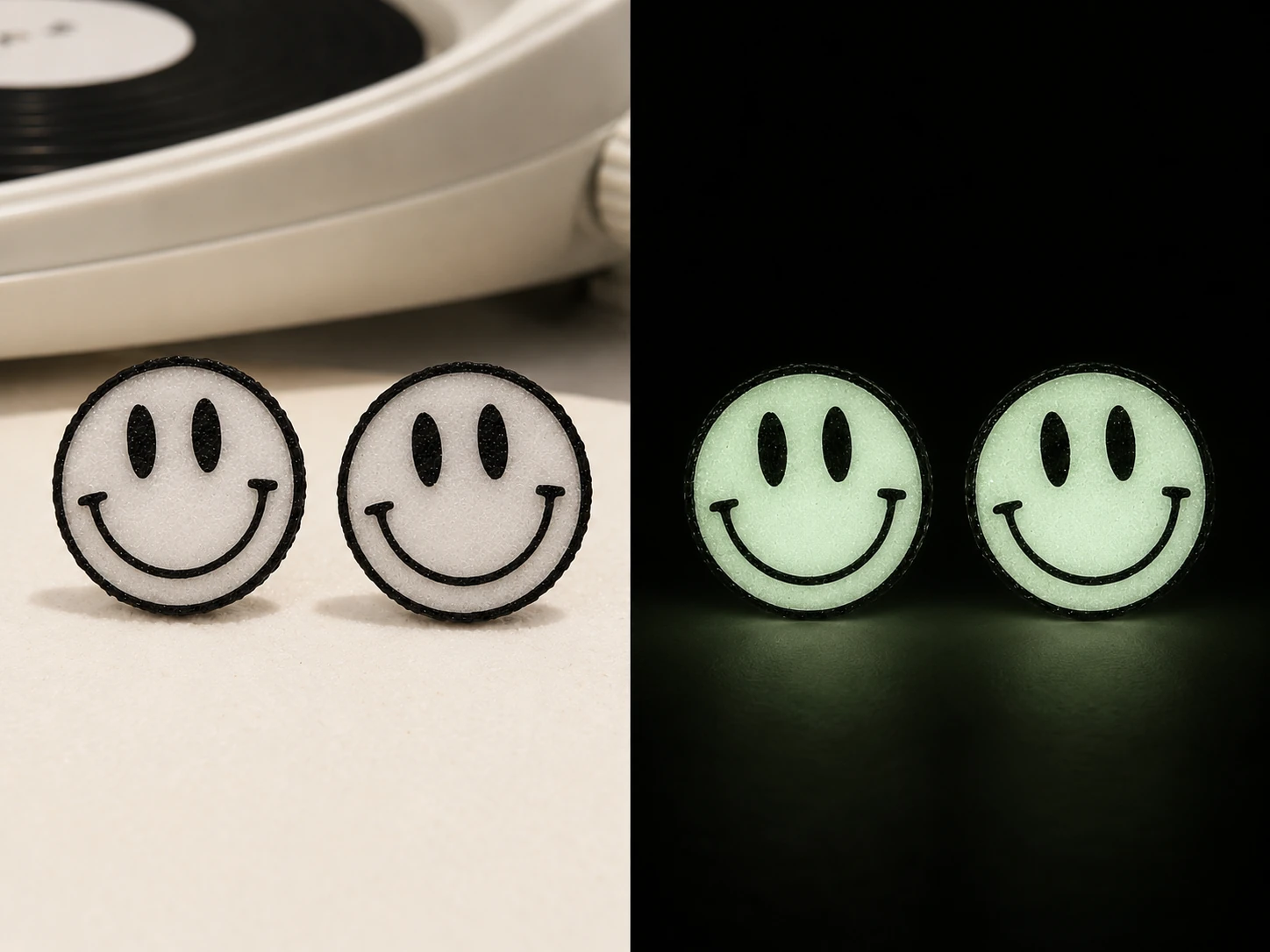 Pendientes Happy Pop claros con glow verde